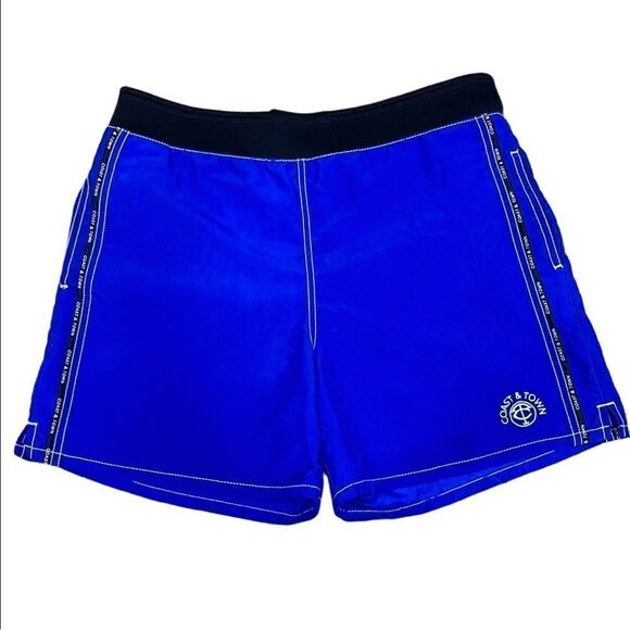 Coast & Town Men’s XG Blue/Black Board Shorts w Pockets & Adjustable Inside Tie - Picture 1 of 8